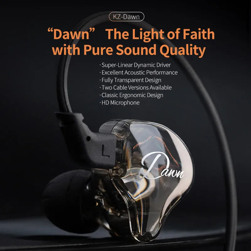 KZ Dawn High Performance Active Loop in Ear HIFI Wired Earphones, Suitable for Game Live Monitoring
