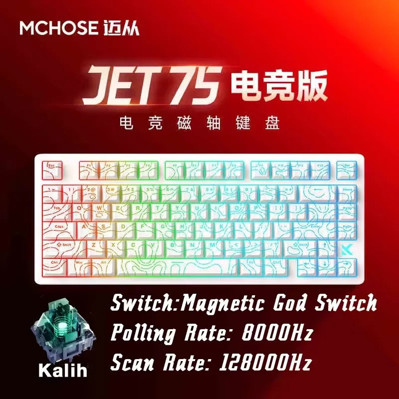 MCHOSE JET75 HE Gaming Keyboard Hall Effect Switch Support 0.005MM Rapid Trigger DKS SOCD MT TGL Dynamic RGB Hot Swappable