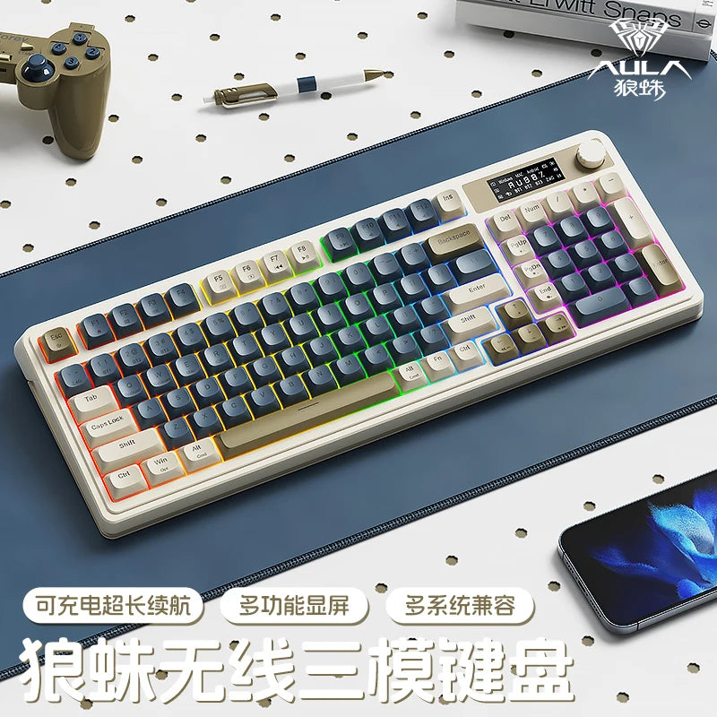 AULA S99  Wireless Tri Mode Bluetooth Gamine Keyboard2.4G RGB Gasket Mount Custom Gaming Keypad for PC Mac PC Office Gifts
