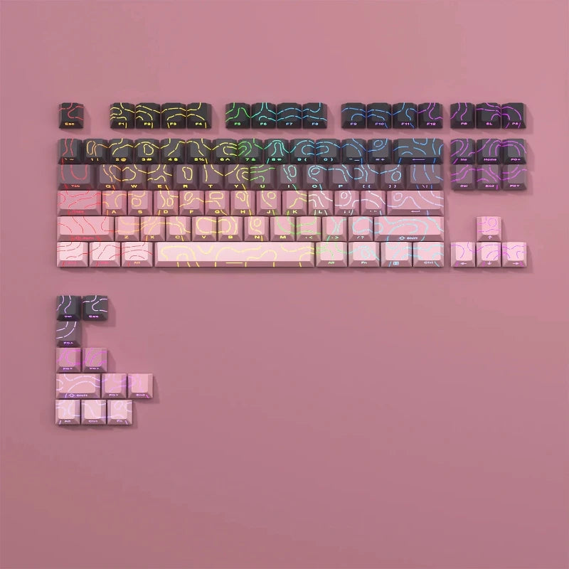 2026 Line Gradient Side Shine Through Keycaps Cherry Profile PBT Custom Keycaps for 60% 65% 75% 96% 98% 100% Mechanical Keyboard