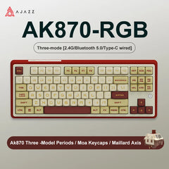 NEW AJAZZ AK870 Tri-mode RGB Bluetooth 2.4GHz Wireless Gaming Mechanical Keyboard with USB Wired 87 Keys Hot Swap for PC Laptop