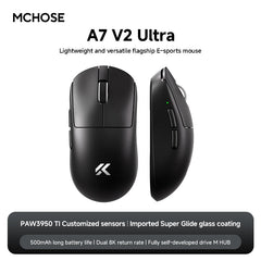 MCHOSE A7V2 Ultra Plus eSports Game 3950TI Trimode Mouse 42000DPI Lightweight Double 8k Mouse Imported Super Glide Glass Coating