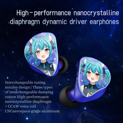 CVJ Aria Anime HiFi Earphones 10mm Dynamic Driver V-Shaped Sound Tuning Nozzles Wide Soundstage Gaming IEM Detachable Cable