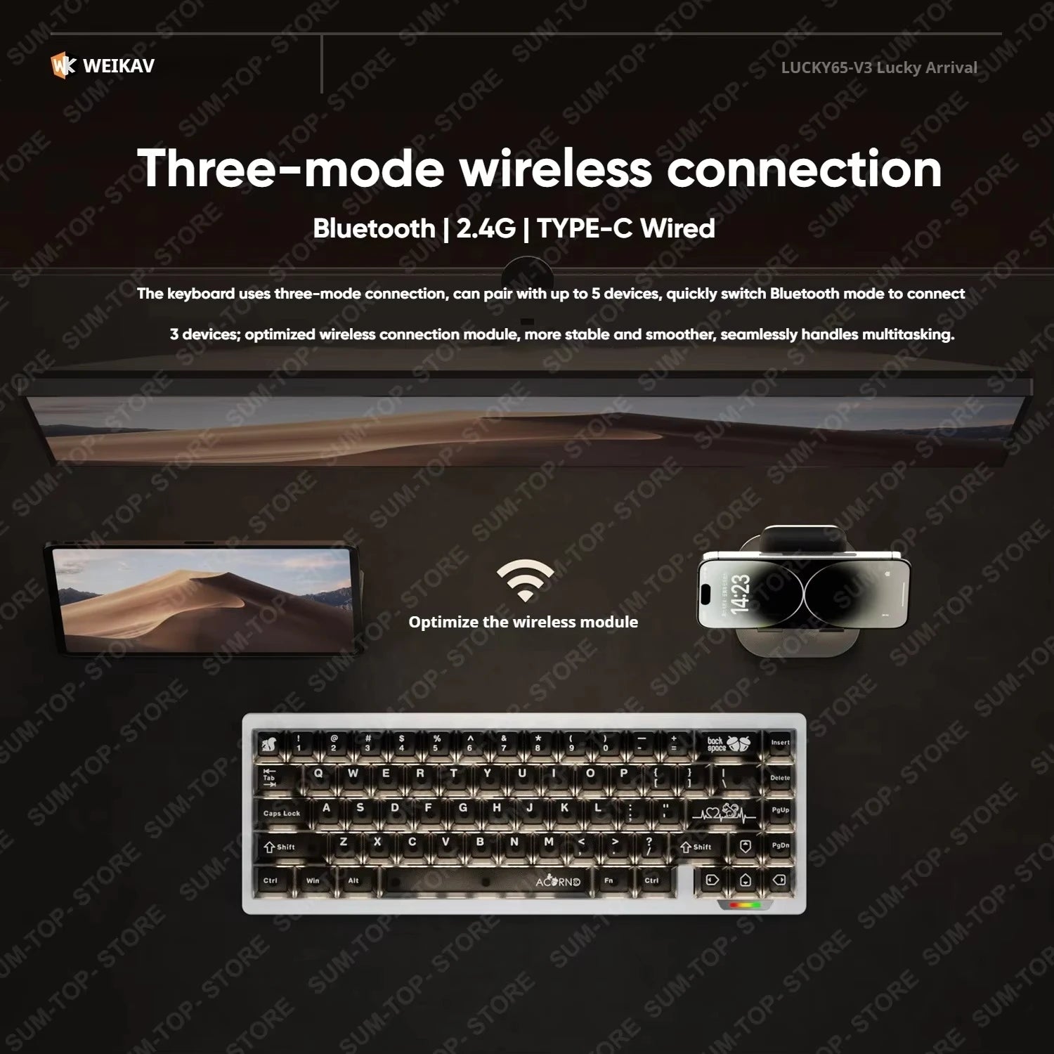 WEIKAV Lucky65 V3 Lucky65 V2 ZA68 NUT65 Wireless Aluminum Mechanical Keyboard Kit RGB Bluetooth Wired Gaming Hotswap Keyboard