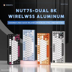 WEIKAV NUT75 220 Grit Aluminum Wireless Gaming Custom Mechanical Keyboard Kit 75% Bluetooth Wired Gamer Non-contact Keyboard