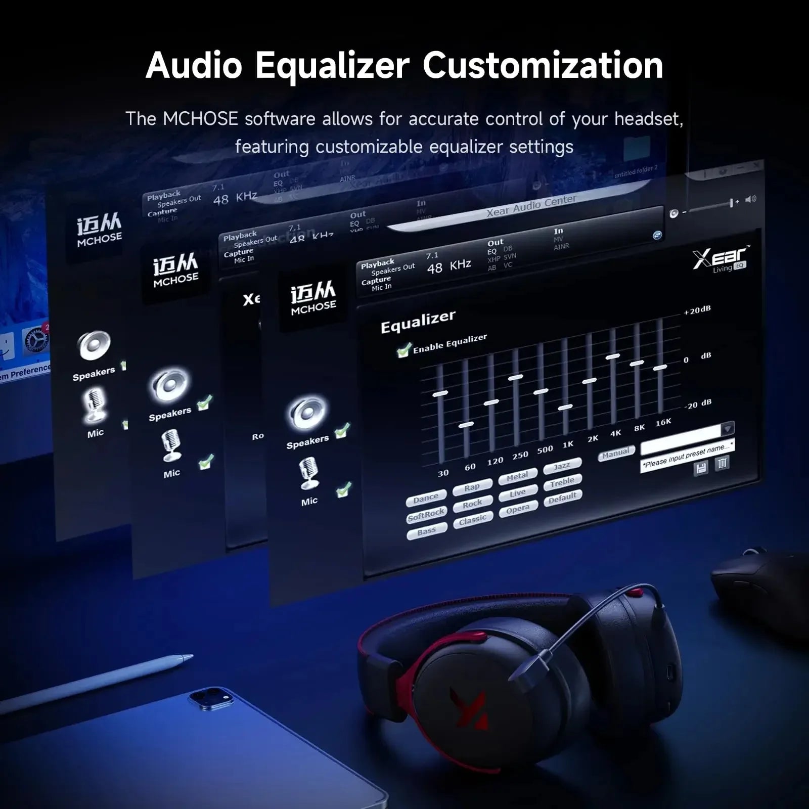 MCHOSE V9 Pro wireless headphones 7.1 Surround Sound 53mm HI-FI Bluetooth/2.4G gamer headphones with Microphone v9 pro mchose