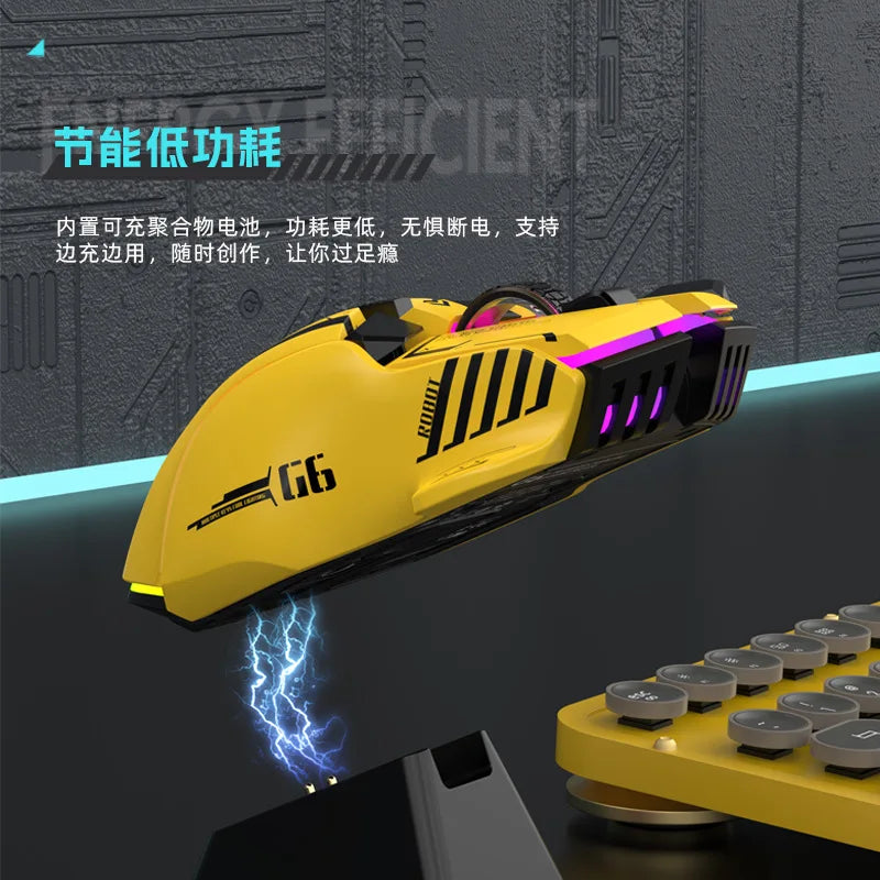 G6 Tri Mode Bluetooth Wireless Wired Mechanical Gaming Mouse Rgb Backlight Silent Type C Rechargeable For Pc Laptop E Sports