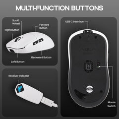 EPOMAKER AULA SC800 Wired/BT/2.4GHz Wireless Lightweight Gaming Mouse with PAW3395 Optical Sensor 26,000 DPI 250mAh Battery