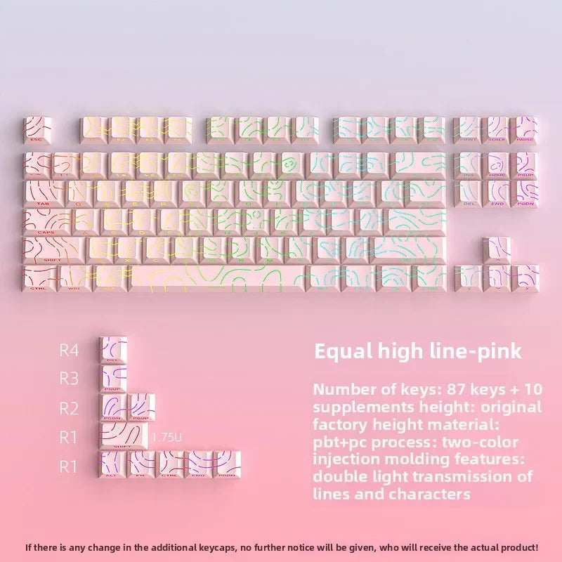 2026 Line Gradient Side Shine Through Keycaps Cherry Profile PBT Custom Keycaps for 60% 65% 75% 96% 98% 100% Mechanical Keyboard