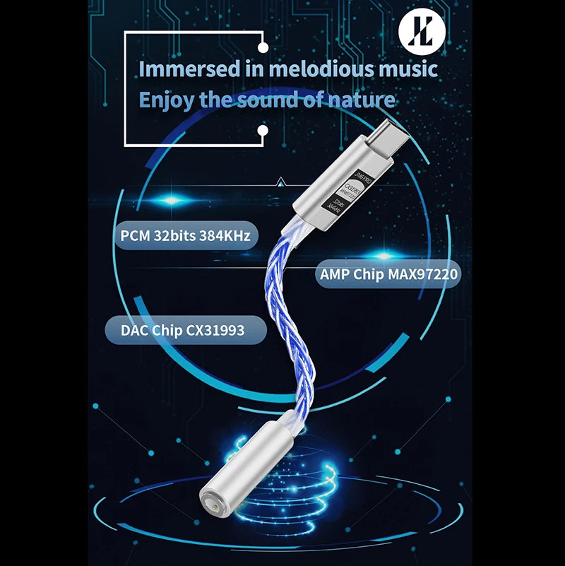 JCALLY JM6 Pro Type-C to 3.5mm Dual DAC CX31993 MAX97220 Digital Audio Headphone Amplifier HiFi DAC Mobile Headset AMP Adapter