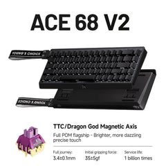 MCHOSE ACE68 V2 Gaming Keyboard 0.001mm 8KHz Polling Rate 256k Scan Rate 0.008ms Ultralow Latency Wired TTC Hall Sensor Keyboard