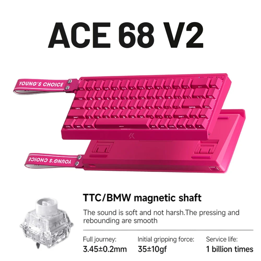 MCHOSE ACE68 V2 gaming keyboard 0.001mm 8KHz Polling Rate 256k scan rate 0.008ms ultralow latency wired TTC Hall sensor keyboard