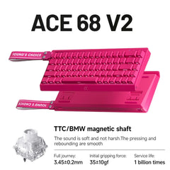 MCHOSE ACE68 V2 gaming keyboard 0.001mm 8KHz Polling Rate 256k scan rate 0.008ms ultralow latency wired TTC Hall sensor keyboard