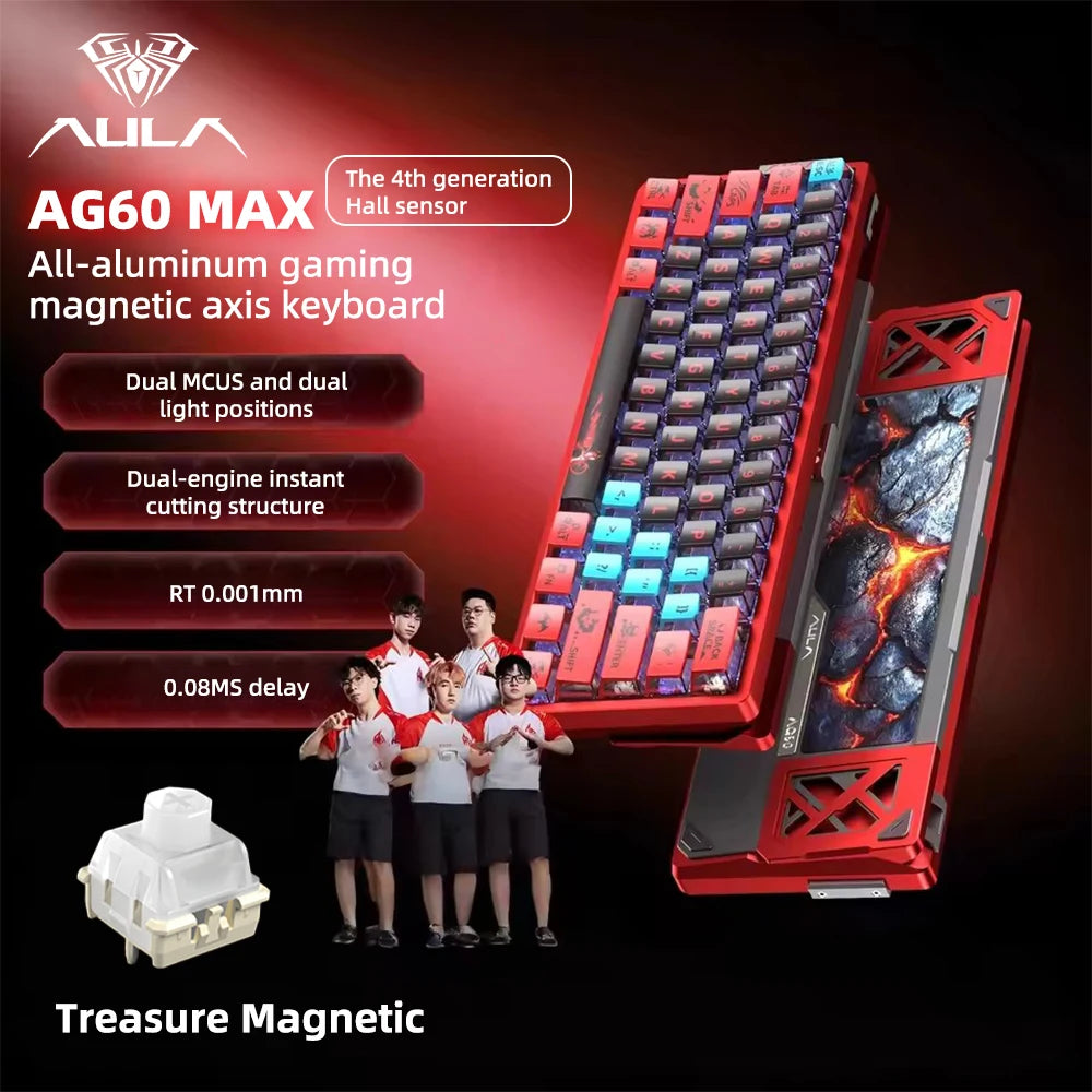 AULA AG60 Pro/MAX Wired Gaming Mechanical Keyboard Custom Full Aluminum High Performance Magnetic Axis for Esports And FPS Games