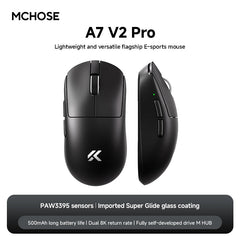 MCHOSE A7V2 Ultra Plus eSports Game 3950TI Trimode Mouse 42000DPI Lightweight Double 8k Mouse Imported Super Glide Glass Coating
