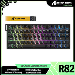 ATTACK SHARK R82 HE 75% 8000Hz Rapid Trigger Wired  Keyboard, 0.005mm RT Accuracy, Magnetic Switch, 0.08ms Latency, RGB Lighting