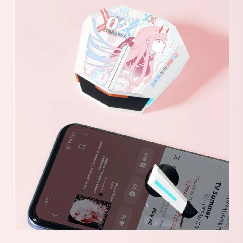 DARLING in The FRANXX Cute 02 Theme Headphone Anime Gift HIFI Bluetooth 5.3 Headset Cosplay Active Noise Cancellation Earbuds