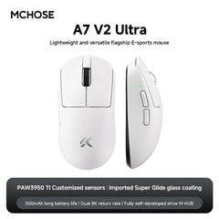 MCHOSE A7V2 Ultra Plus eSports Game 3950TI Trimode Mouse 42000DPI Lightweight Double 8k Mouse Imported Super Glide Glass Coating