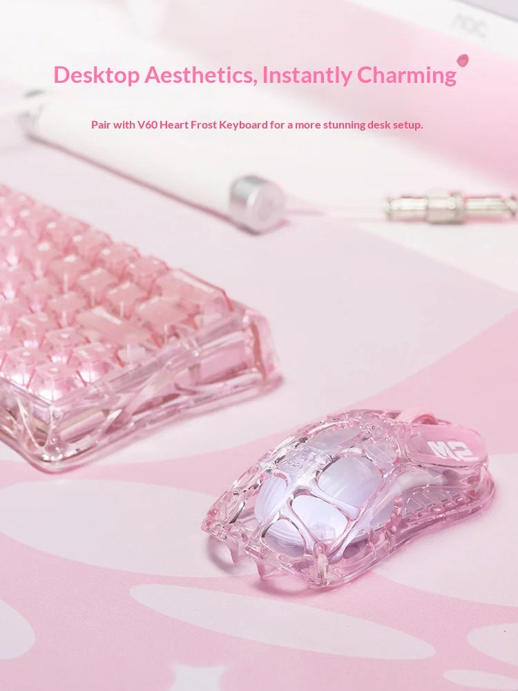 GravaStar Mercury M2 M1 jelly Pink Wireless Gaming Mouse PAW3395 Bluetooth Lightweight Hollowed Out RGB E-sport Gamer Mice Mouse