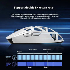 MCHOSE AX5 V2 lightweight E-sports Mouse dual 8K three mode wireless BT PAW3950 Magnetium alloy Dual-drive HUB Long battery life