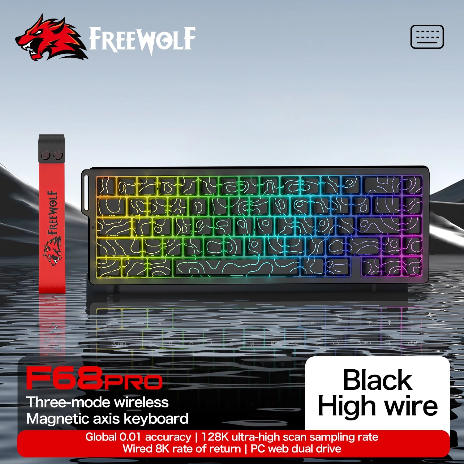 Magnetic Gaming Keyboard ATTACK SHARK X68HE X68PRO HE and FREEWOLF F68 Wired F68Pro Wireless for Pro Gaming 0.01mm Rapid Trigg