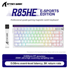 R85 ATTACK SHARK R85HE Magnetic Keyboard Wired 0.005mm RT 8K+ Hz 256K RGB Gaming Keyboard Neon Lightbox for Esports Gaming