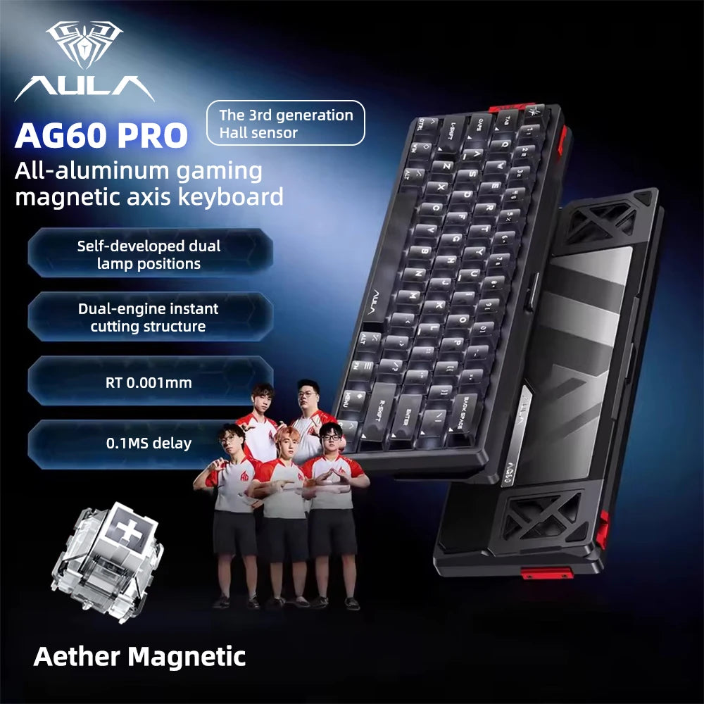 AULA AG60 Pro/MAX Wired Gaming Mechanical Keyboard Custom Full Aluminum High Performance Magnetic Axis for Esports And FPS Games