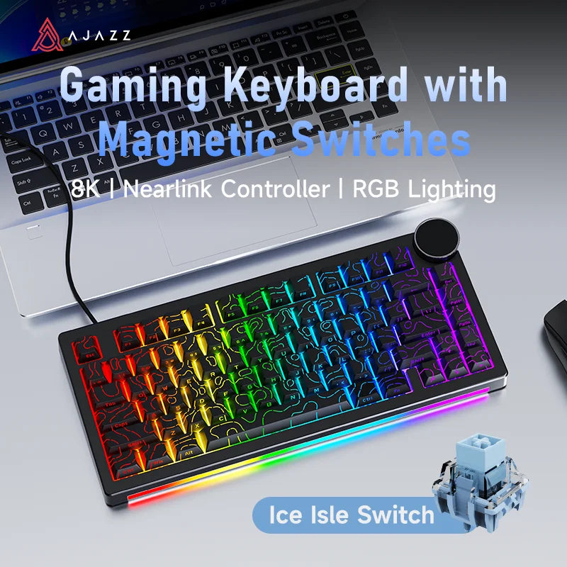 AJAZZ AK820 V2 Wired Magnetic Switch Gaming Keyboard, with Wrist Rest, Star Flash, 8K Polling Rate, Ultra Low Latency