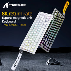 X68HE ATTACK SHARK X68PRO RGB Magnetic Mechanical Keyboard 0.01mm RT Accuracy 128K Rate 0.125ms and 8000Hz for E-sports