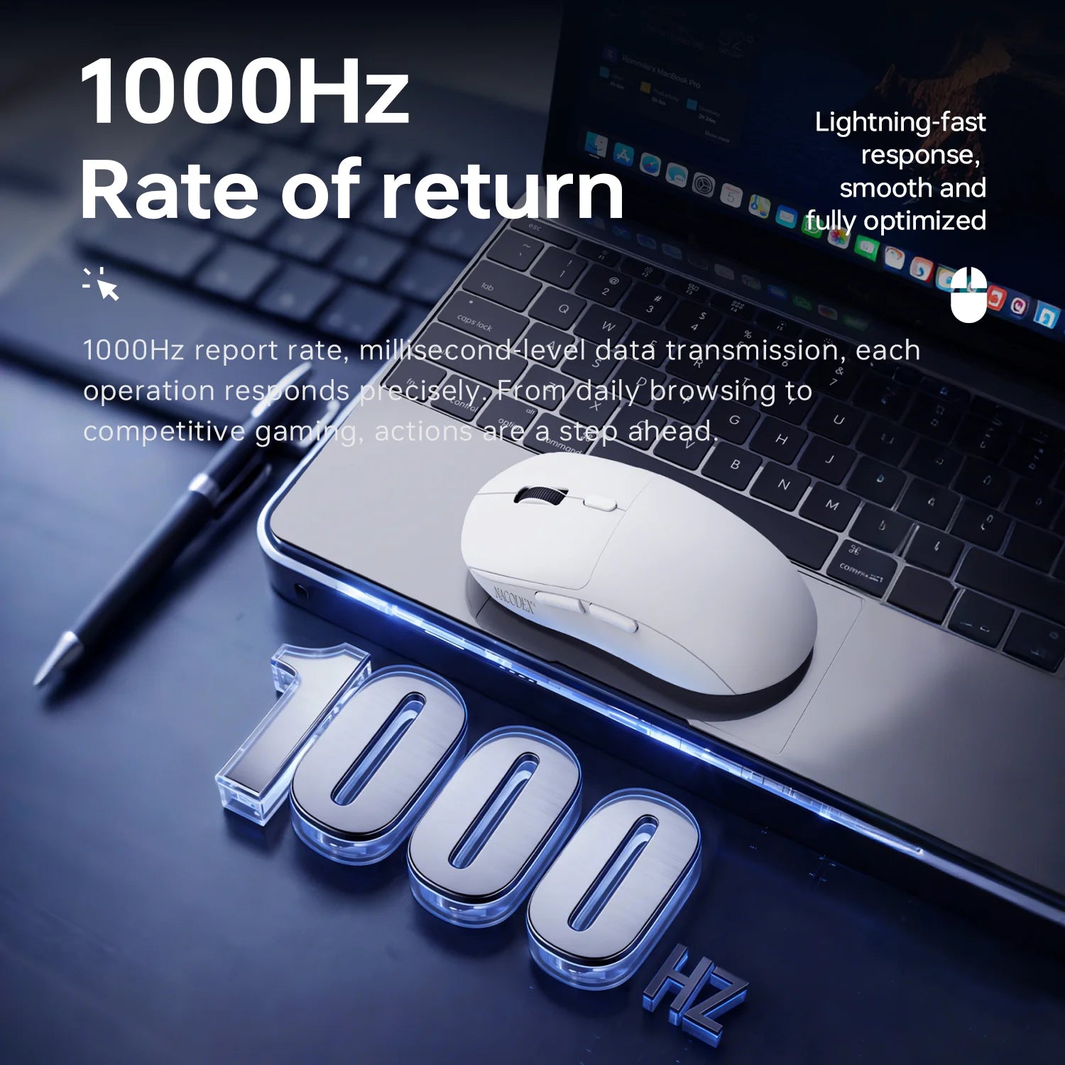 AJAZZ NJ07/MC/Ultra Tri-Mode Wired/Bluetooth/2.4G Office and Gaming Mouse 12800 DPI 1000Hz Report Rate