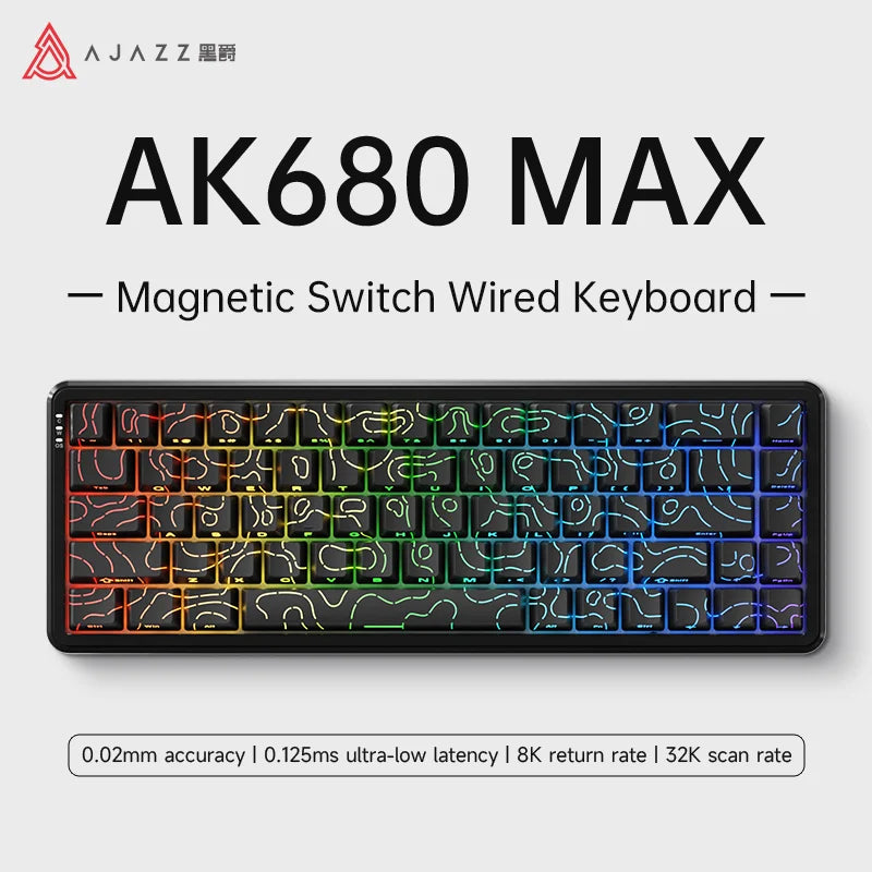 AJAZZ AK680 MAX Wried Magnetic Mechanical Keyboard HE Fast Trigger Gaming Keyboard Hall Effect Switch 65% 8K Polling Rate 68 key
