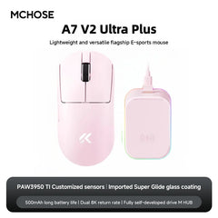 MCHOSE A7V2 Ultra Plus eSports Game 3950TI Trimode Mouse 42000DPI Lightweight Double 8k Mouse Imported Super Glide Glass Coating