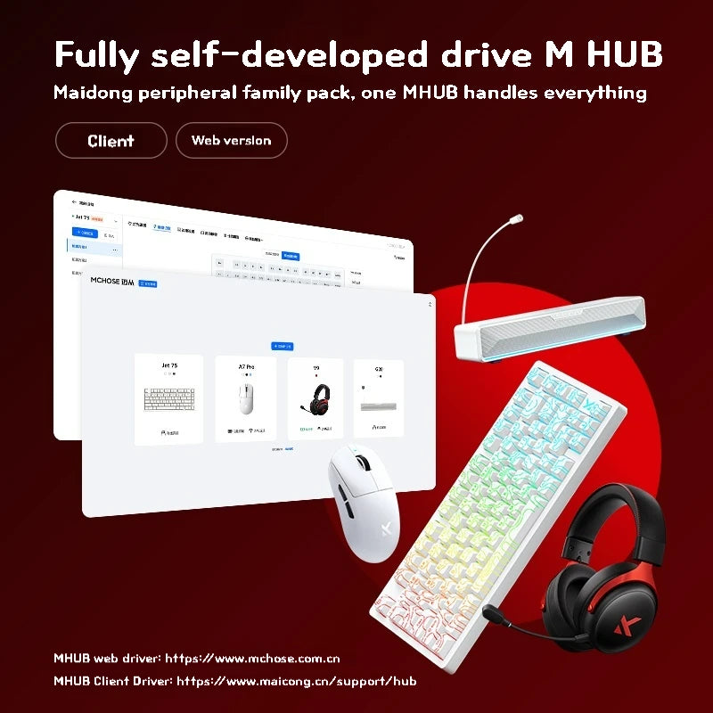 MCHOSE JET75 HE Gaming Keyboard Hall Effect Switch Support 0.005MM Rapid Trigger DKS SOCD MT TGL Dynamic RGB Hot Swappable
