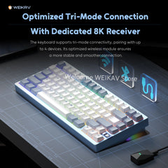 WEIKAV NUT75 220 Grit Aluminum Wireless Gaming Custom Mechanical Keyboard Kit 75% Bluetooth Wired Gamer Non-contact Keyboard
