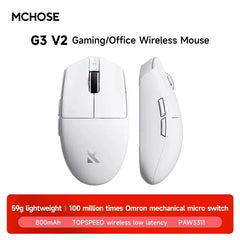 MCHOSE G3 V2 Pro Professional Game Three Mode Mouse PAW3395 26000DPI Polling Rate 59g Ultra Light Office Mouse 800mAh