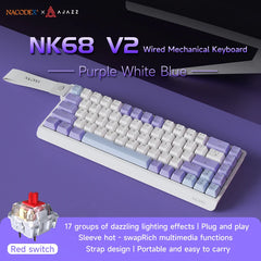 AJAZZ NK68V2 Single-Mode Wired Mechanical Keyboard Portable Gaming Keyboard RGB Hot-Swappable PC Lightweight Mechanical Keyboard