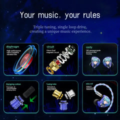 CVJ Aria Anime HiFi Earphones 10mm Dynamic Driver V-Shaped Sound Tuning Nozzles Wide Soundstage Gaming IEM Detachable Cable