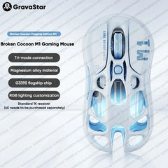 GravaStar Mercury M2 M1 jelly Pink Wireless Gaming Mouse PAW3395 Bluetooth Lightweight Hollowed Out RGB E-sport Gamer Mice Mouse