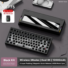 WEIKAV NUT75 220 Grit Aluminum Wireless Gaming Custom Mechanical Keyboard Kit 75% Bluetooth Wired Gamer Non-contact Keyboard