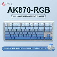NEW AJAZZ AK870 Tri-mode RGB Bluetooth 2.4GHz Wireless Gaming Mechanical Keyboard with USB Wired 87 Keys Hot Swap for PC Laptop