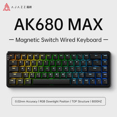AJAZZ AK680 MAX Wried Magnetic Mechanical Keyboard HE Fast Trigger Gaming Keyboard Hall Effect Switch 65% 8K Polling Rate 68 key