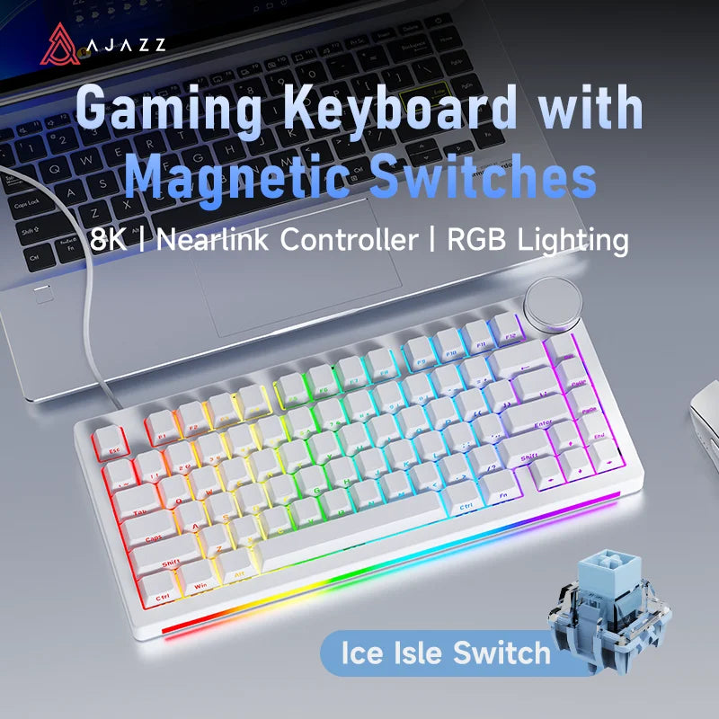AJAZZ AK820 V2 Wired Magnetic Switch Gaming Keyboard, with Wrist Rest, Star Flash, 8K Polling Rate, Ultra Low Latency