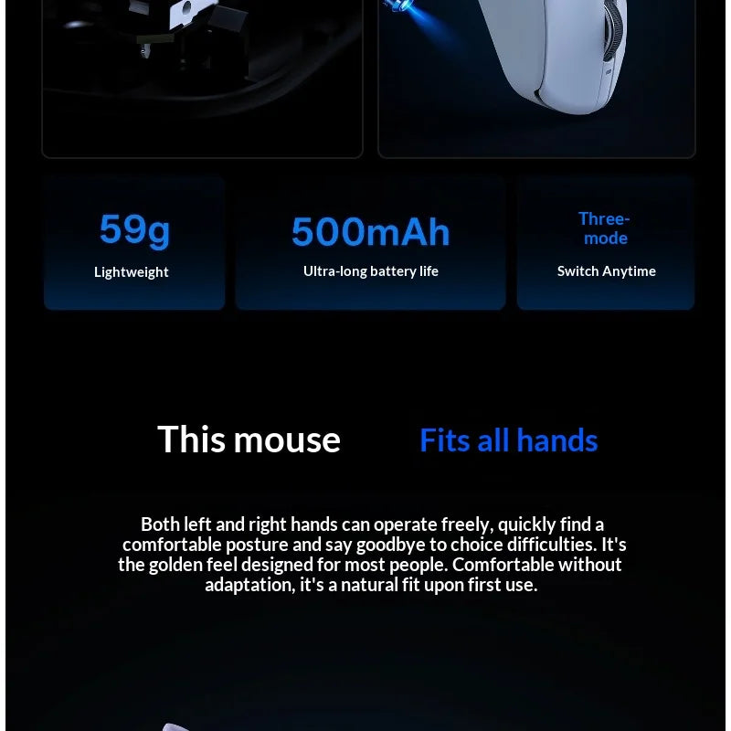 Titan Elite T1 Wireless Bluetooth Mouse, 30000 DPI, 10000Hz, 500mAh long battery life, lightweight esports gaming mouse