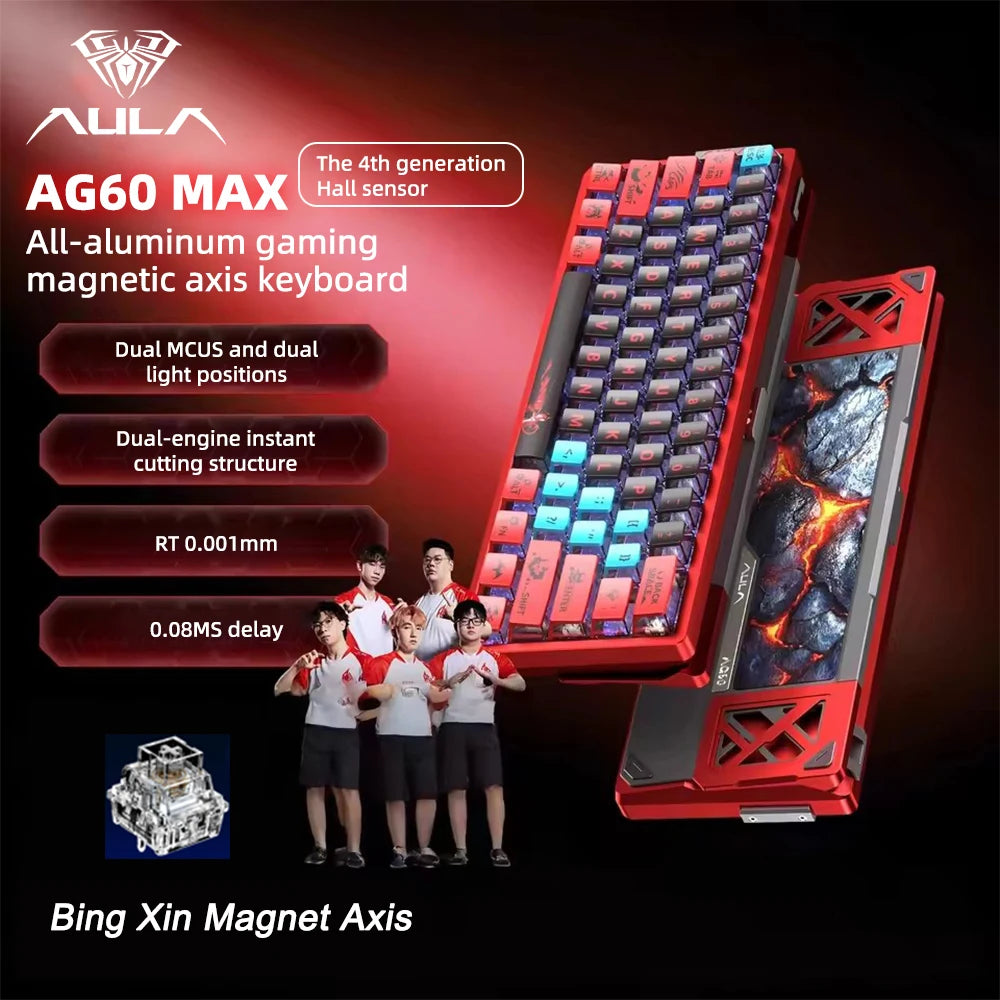 AULA AG60 Pro/MAX Wired Gaming Mechanical Keyboard Custom Full Aluminum High Performance Magnetic Axis for Esports And FPS Games