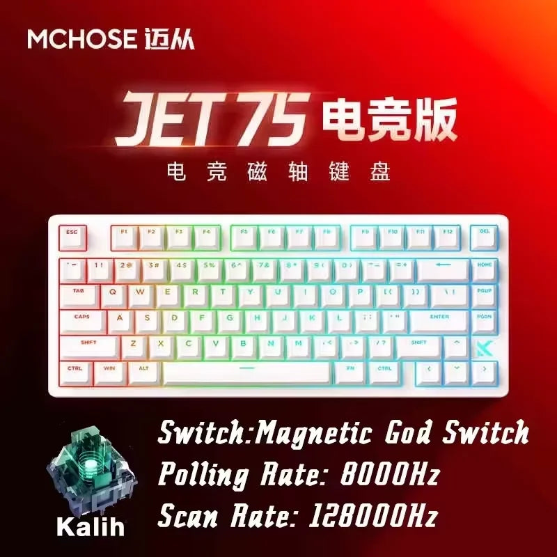 MCHOSE JET75 HE Gaming Keyboard Hall Effect Switch Support 0.005MM Rapid Trigger DKS SOCD MT TGL Dynamic RGB Hot Swappable