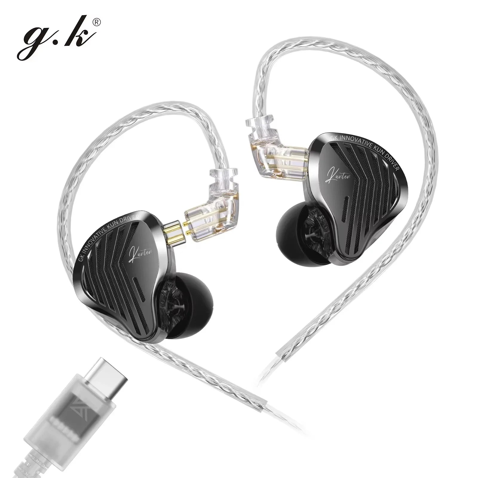 GK KUNTEN Metal Headphones HiFi HD Sound Quality Heavy Bass In-Ear Headphones Sports Removable Earplugs IN KZ Supreme EDX ZSN
