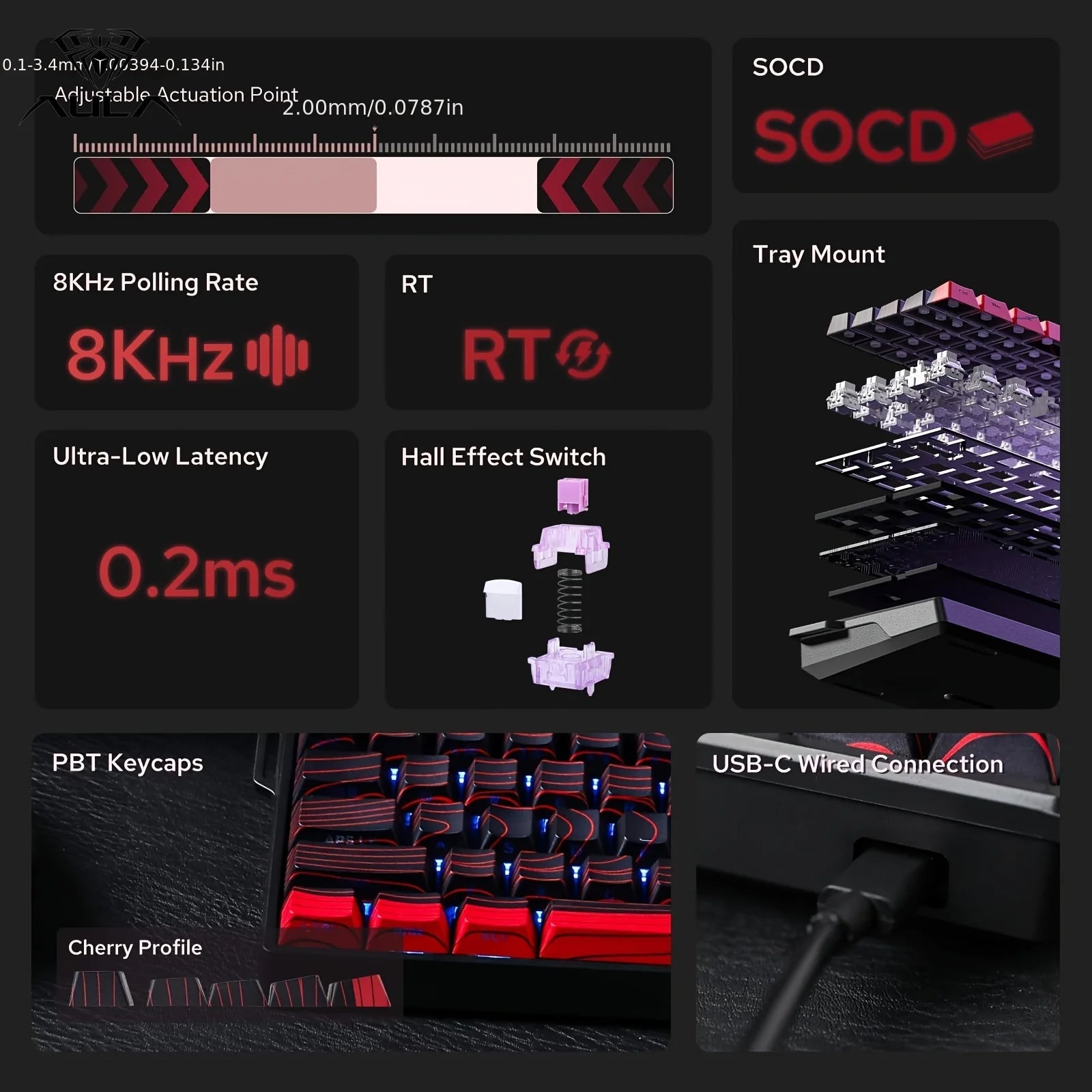 AULA WIN60 WIN68 HE Magnetic Keyboards Esports Rapid Trigger 8K Return RGB Hotswap Wired Gaming Mechanical Keyboard for Pc Gamer
