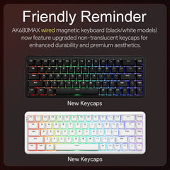 AJAZZ AK680 MAX Wried Magnetic Mechanical Keyboard HE Fast Trigger Gaming Keyboard Hall Effect Switch 65% 8K Polling Rate 68 key