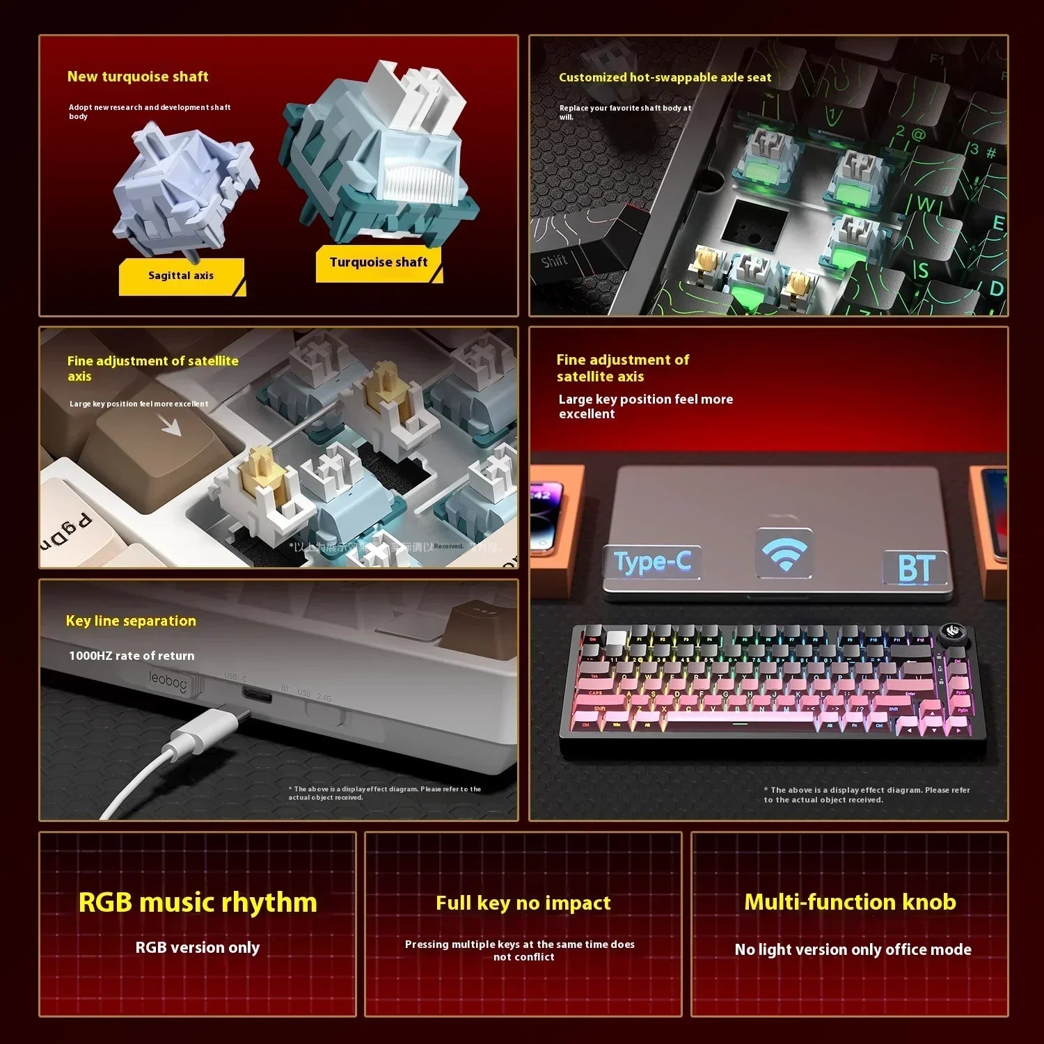Leobog Hi75C Gaming Aluminum Wireless Mechanical Keyboard Kit Hi75 Hi75C Pro 81Keys Bluetooth 2.4G Wired  Hotswap Gamer Keyboard