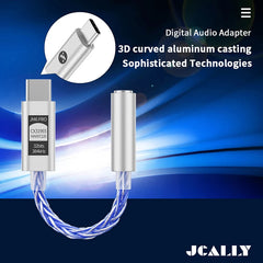 JCALLY JM6 Pro Type-C to 3.5mm Dual DAC CX31993 MAX97220 Digital Audio Headphone Amplifier HiFi DAC Mobile Headset AMP Adapter